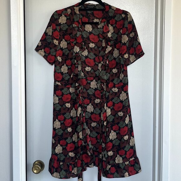 TOPSHOP Floral Print Wrap Dress - Picture 2 of 7